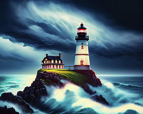 Wall Art featuring the digital art Lighthouse Series 009 by Flees Photos