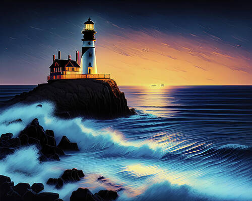 Wall Art featuring the digital art Lighthouse Series 010 by Flees Photos