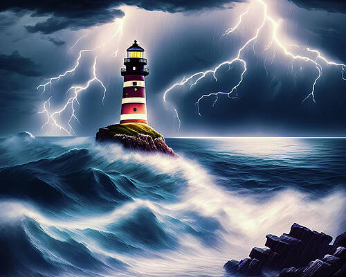 Wall Art featuring the digital art Lighthouse Series 012 by Flees Photos