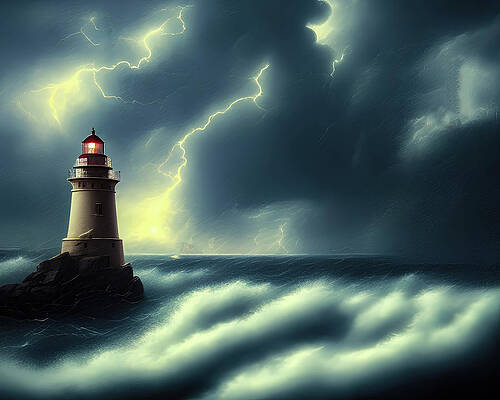 Wall Art featuring the digital art Lighthouse Series 013 by Flees Photos