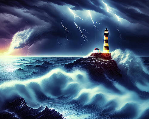 Wall Art featuring the digital art Lighthouse Series 014 by Flees Photos