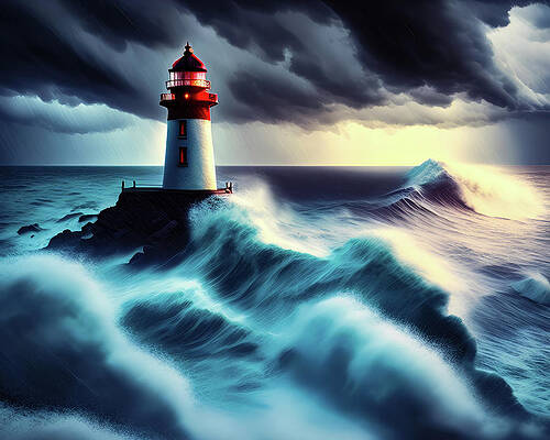 Wall Art featuring the digital art Lighthouse Series 015 by Flees Photos