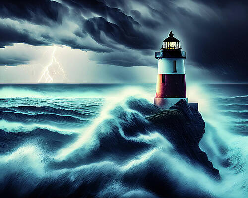 Wall Art featuring the digital art Lighthouse Series 016 by Flees Photos