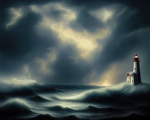 Wall Art featuring the digital art Lighthouse Series 017 by Flees Photos