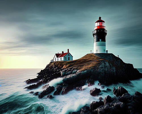 Wall Art featuring the digital art Lighthouse Series 018 by Flees Photos
