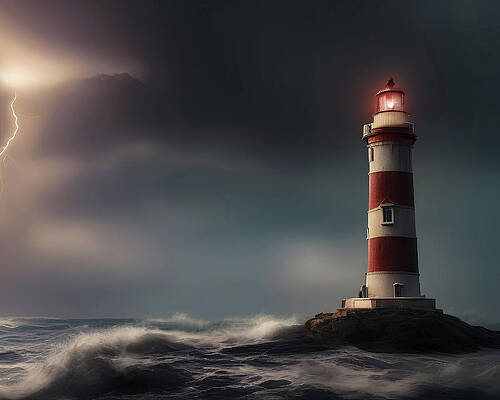 Wall Art featuring the digital art Lighthouse Series 019 by Flees Photos