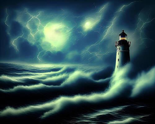 Wall Art featuring the digital art Lighthouse Series 020 by Flees Photos