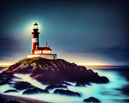 Wall Art featuring the digital art Lighthouse Series 021 by Flees Photos