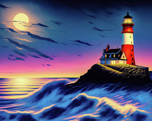 Wall Art featuring the digital art Lighthouse Series 022 by Flees Photos