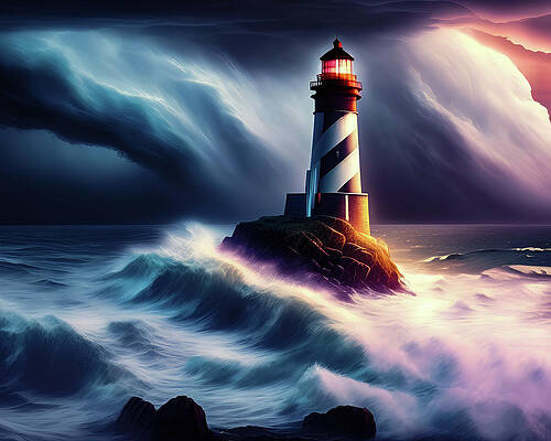 Wall Art featuring the digital art Lighthouse Series 023 by Flees Photos