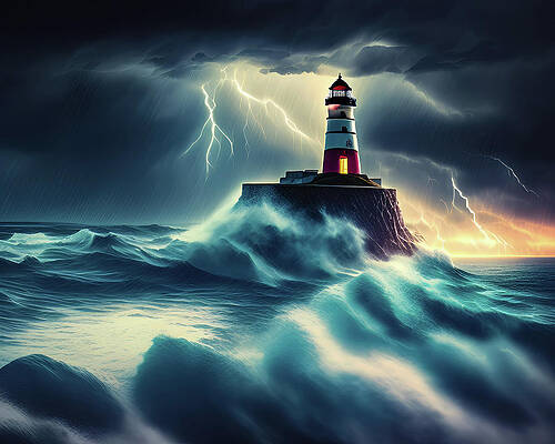 Wall Art featuring the digital art Lighthouse Series 024 by Flees Photos
