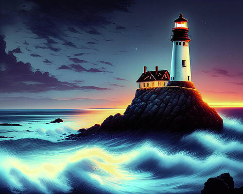 Wall Art featuring the digital art Lighthouse Series 025 by Flees Photos