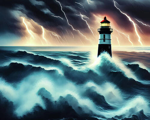 Wall Art featuring the digital art Lighthouse Series 027 by Flees Photos