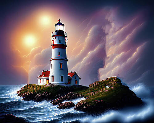 Wall Art featuring the digital art Lighthouse Series 029 by Flees Photos