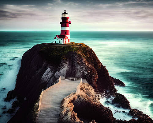 Wall Art featuring the digital art Lighthouse Series 030 by Flees Photos