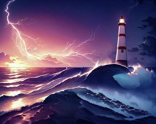 Wall Art featuring the digital art Lighthouse Series 031 by Flees Photos