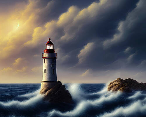Wall Art featuring the digital art Lighthouse Series 033 by Flees Photos