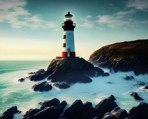Wall Art featuring the digital art Lighthouse Series 034 by Flees Photos