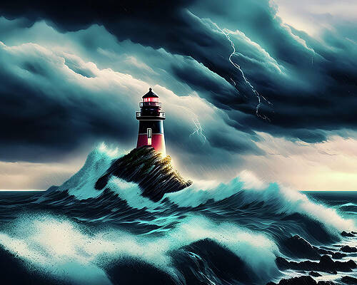 Wall Art featuring the digital art Lighthouse Series 036 by Flees Photos
