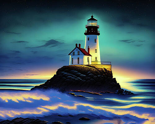 Wall Art featuring the digital art Lighthouse Series 037 by Flees Photos