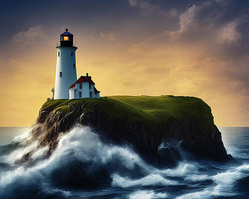 Wall Art featuring the digital art Lighthouse Series 038 by Flees Photos