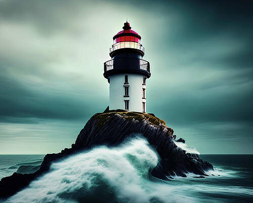 Wall Art featuring the digital art Lighthouse Series 039 by Flees Photos