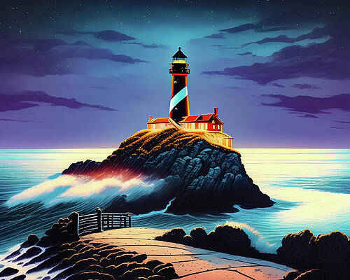 Wall Art featuring the digital art Lighthouse Series 040 by Flees Photos