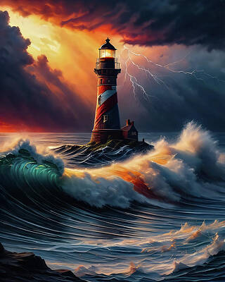 Wall Art featuring the digital art Lighthouse Series 044 by Flees Photos