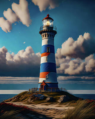 Wall Art featuring the digital art Lighthouse Series 045 by Flees Photos