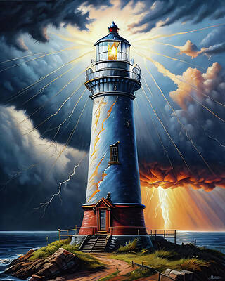 Wall Art featuring the digital art Lighthouse Series 046 by Flees Photos