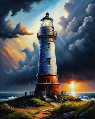 Wall Art featuring the digital art Lighthouse Series 047 by Flees Photos