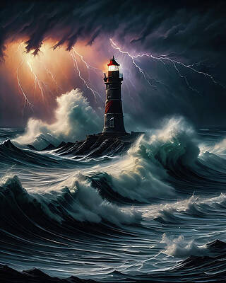Wall Art featuring the digital art Lighthouse Series 048 by Flees Photos
