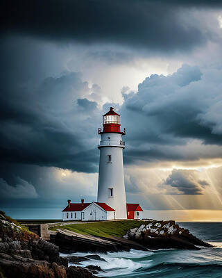 Wall Art featuring the digital art Lighthouse Series 049 by Flees Photos