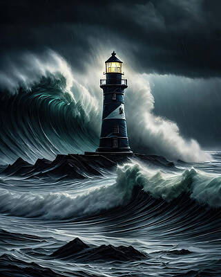 Wall Art featuring the digital art Lighthouse Series 050 by Flees Photos