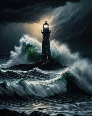 Wall Art featuring the digital art Lighthouse Series 051 by Flees Photos