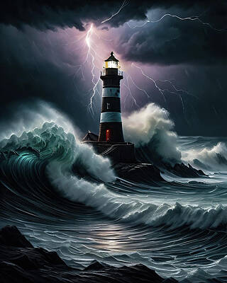 Wall Art featuring the digital art Lighthouse Series 053 by Flees Photos