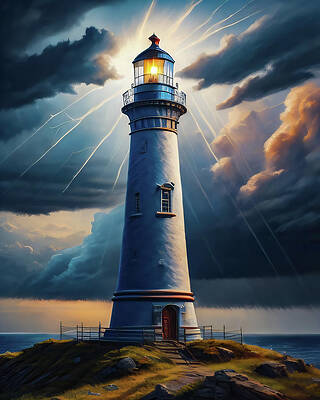 Wall Art featuring the digital art Lighthouse Series 054 by Flees Photos