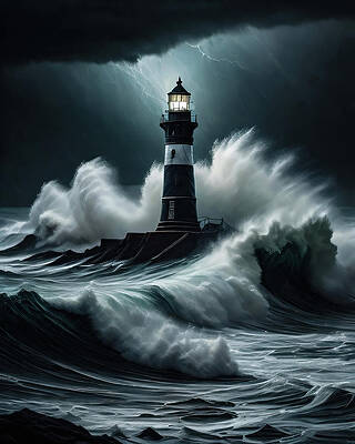 Wall Art featuring the digital art Lighthouse Series 055 by Flees Photos