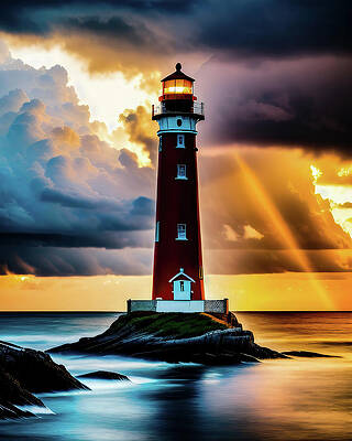 Wall Art featuring the digital art Lighthouse Series 057 by Flees Photos