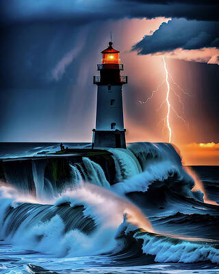 Wall Art featuring the digital art Lighthouse Series 058 by Flees Photos