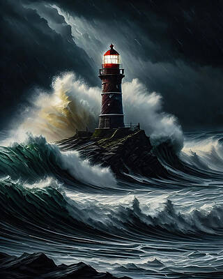 Wall Art featuring the digital art Lighthouse Series 060 by Flees Photos