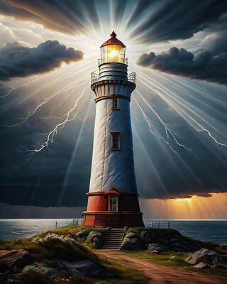 Wall Art featuring the digital art Lighthouse Series 061 by Flees Photos