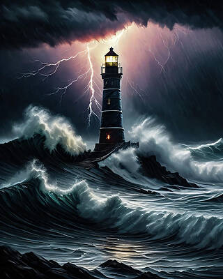 Wall Art featuring the digital art Lighthouse Series 062 by Flees Photos