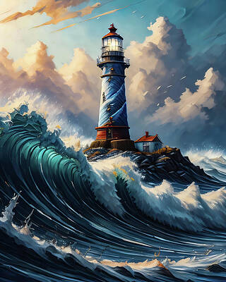 Wall Art featuring the digital art Lighthouse Series 064 by Flees Photos