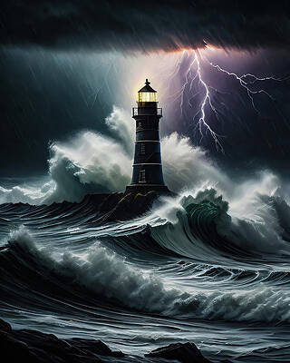 Wall Art featuring the digital art Lighthouse Series 065 by Flees Photos