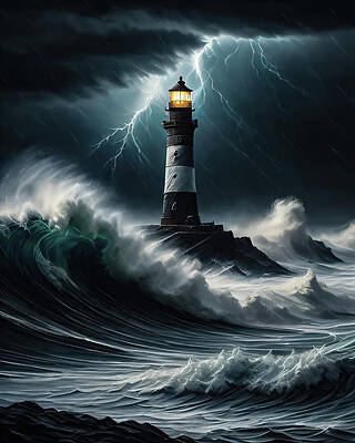 Wall Art featuring the digital art Lighthouse Series 066 by Flees Photos