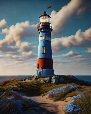 Wall Art featuring the digital art Lighthouse Series 067 by Flees Photos