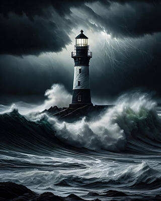 Wall Art featuring the digital art Lighthouse Series 068 by Flees Photos