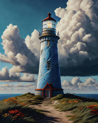 Wall Art featuring the digital art Lighthouse Series 069 by Flees Photos