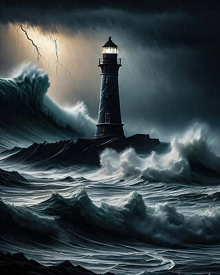 Wall Art featuring the digital art Lighthouse Series 070 by Flees Photos